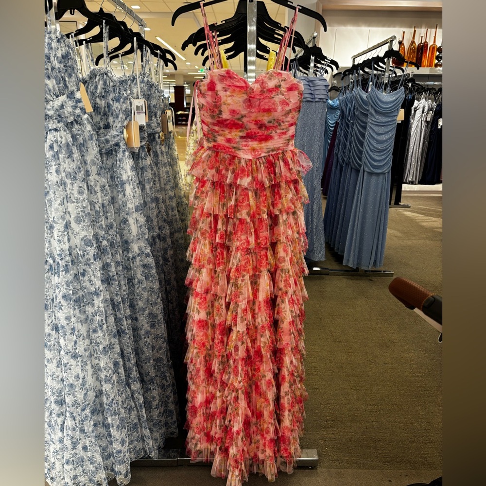 Floral Ruffled Wedding Guest Dress - Picture 2 of 4